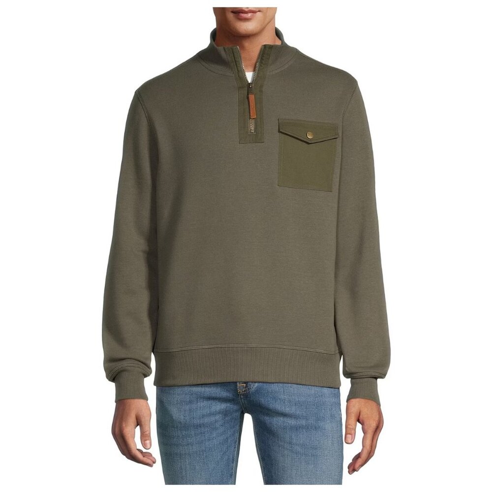 !! Frye & Co. Grape Leaf Green Mock Neck Quarter Zip Pullover sz XL